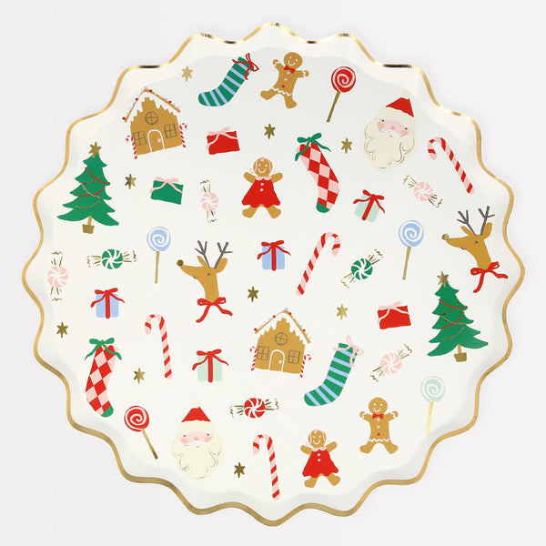 Our party plates, with traditional Christmas illustrations, are perfect as Christmas table decorations.