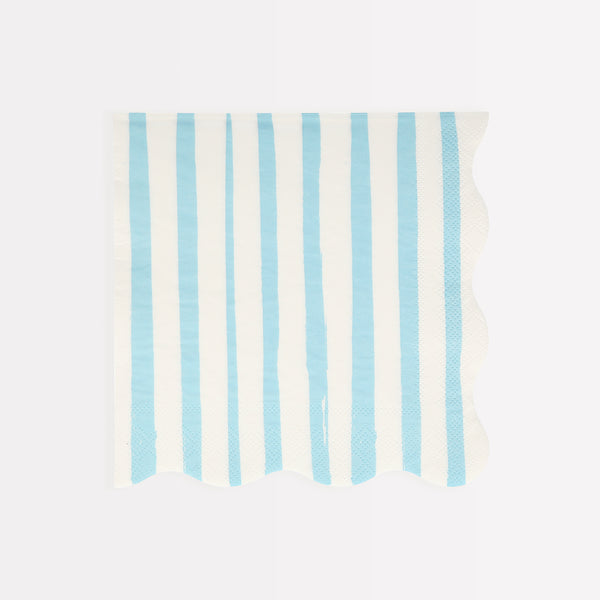 Add our striped napkins to your birthday party supplies, the blue shade is perfect if you want party napkins for baby showers too.