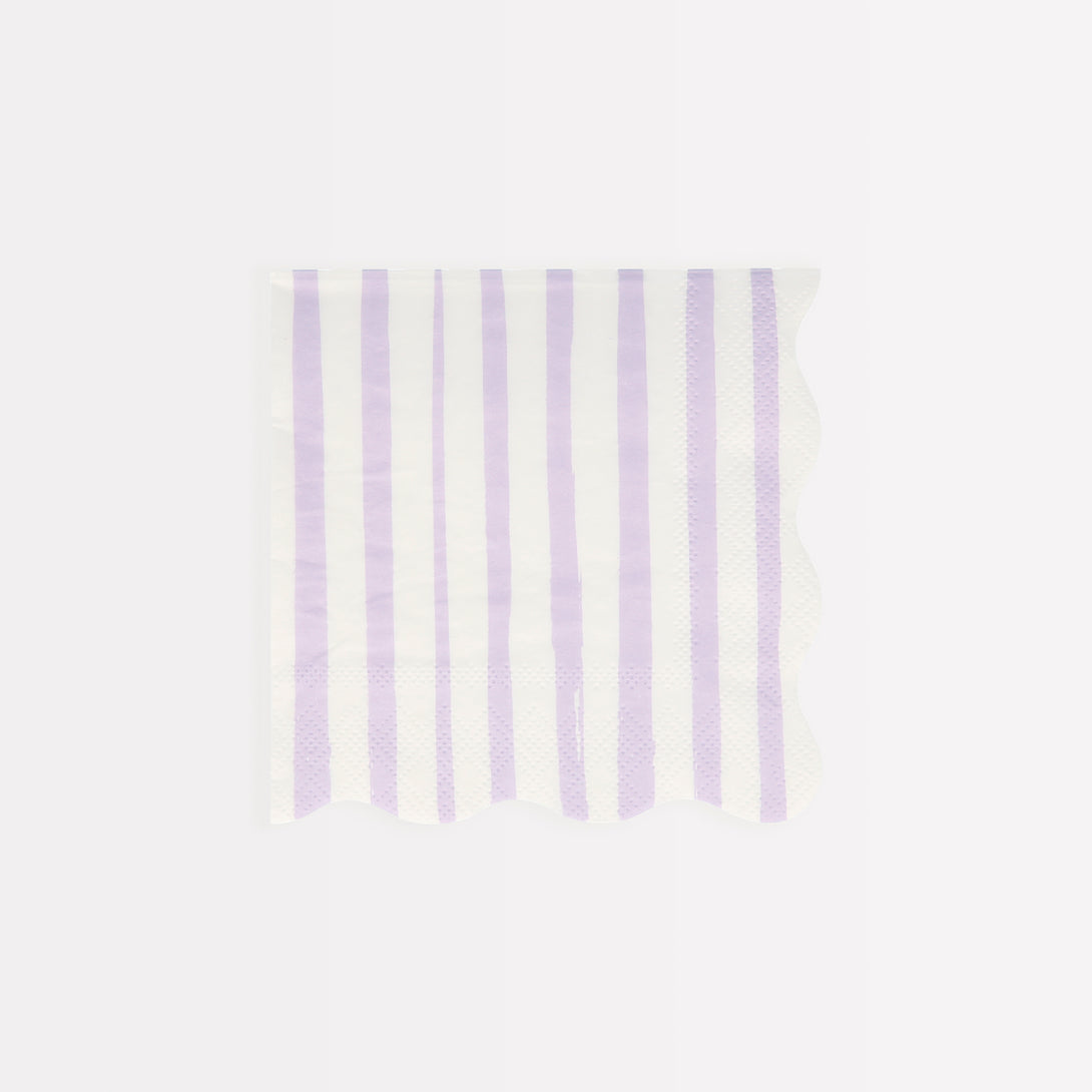 Our paper napkins, with bright stripes, are the perfect scalloped napkins for special events.