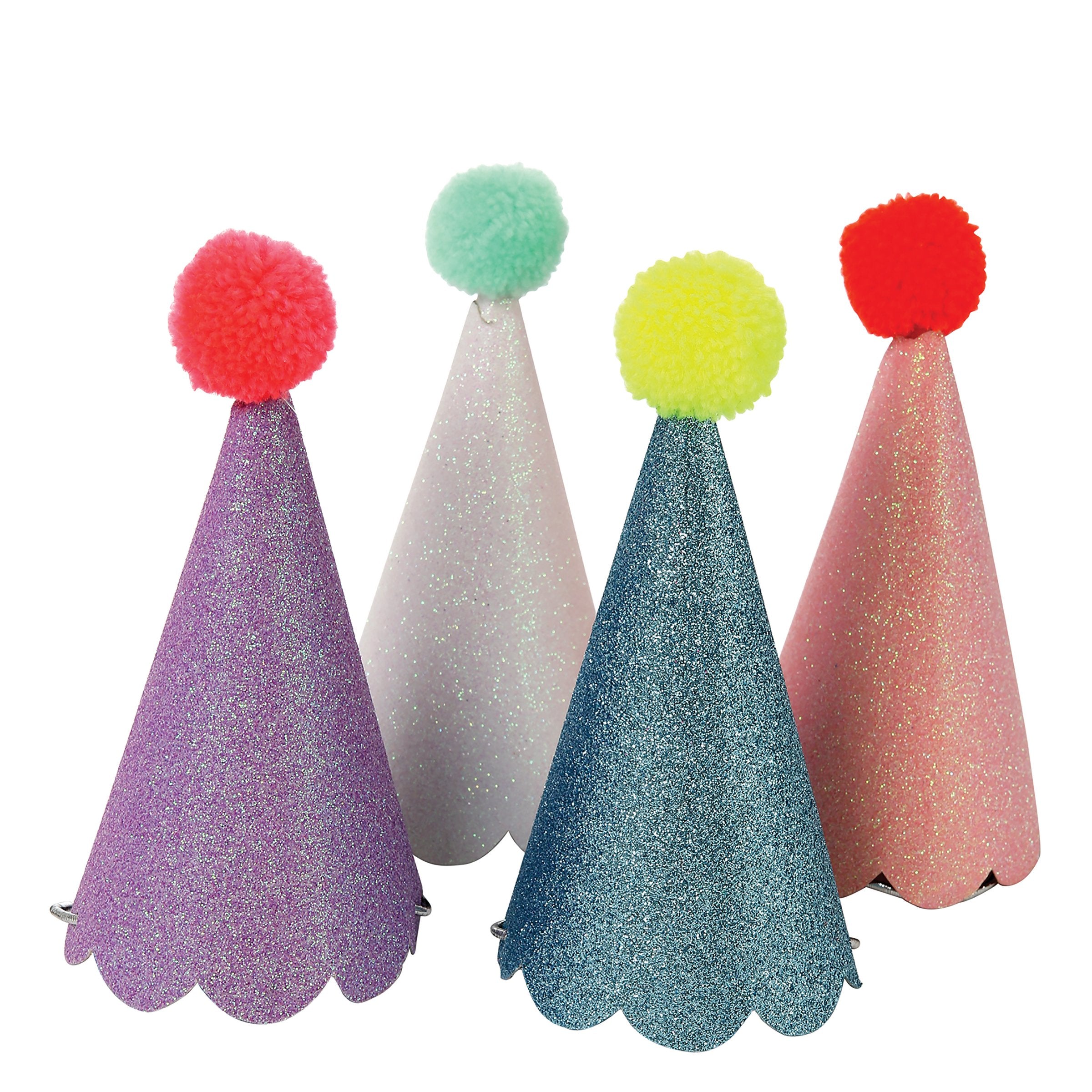 Chapeau de fête avec pompons, multicolore - Party Expert