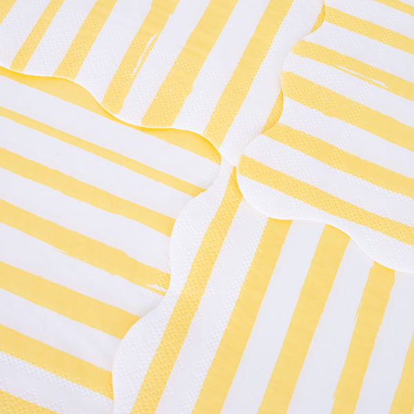 Our paper napkins, crafted with bright yellow stripes, are ideal to add to your birthday party supplies. Image3