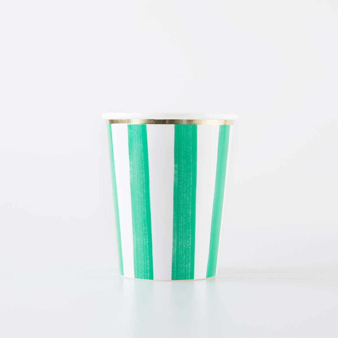 Our party cups, with sensational stripes, are perfect to add to your Christmas party supplies.