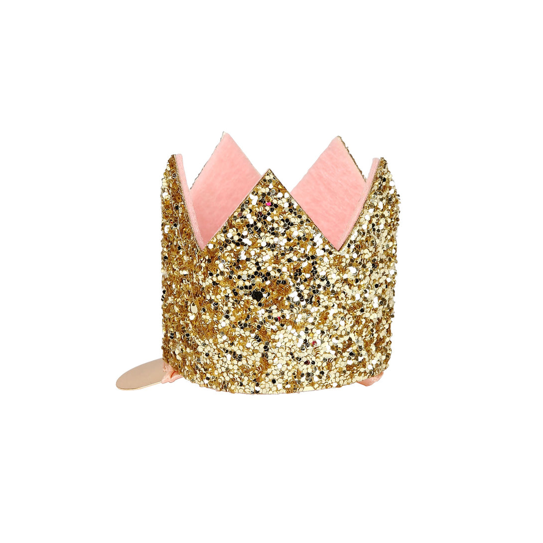 Mini Gold Glitter Crown Hair Clip Image1