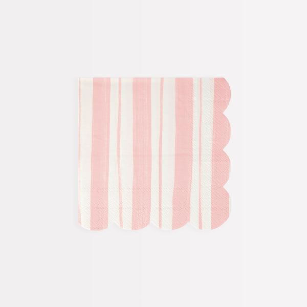 These paper napkins feature a blue, pink and green striped ticking design. Image4