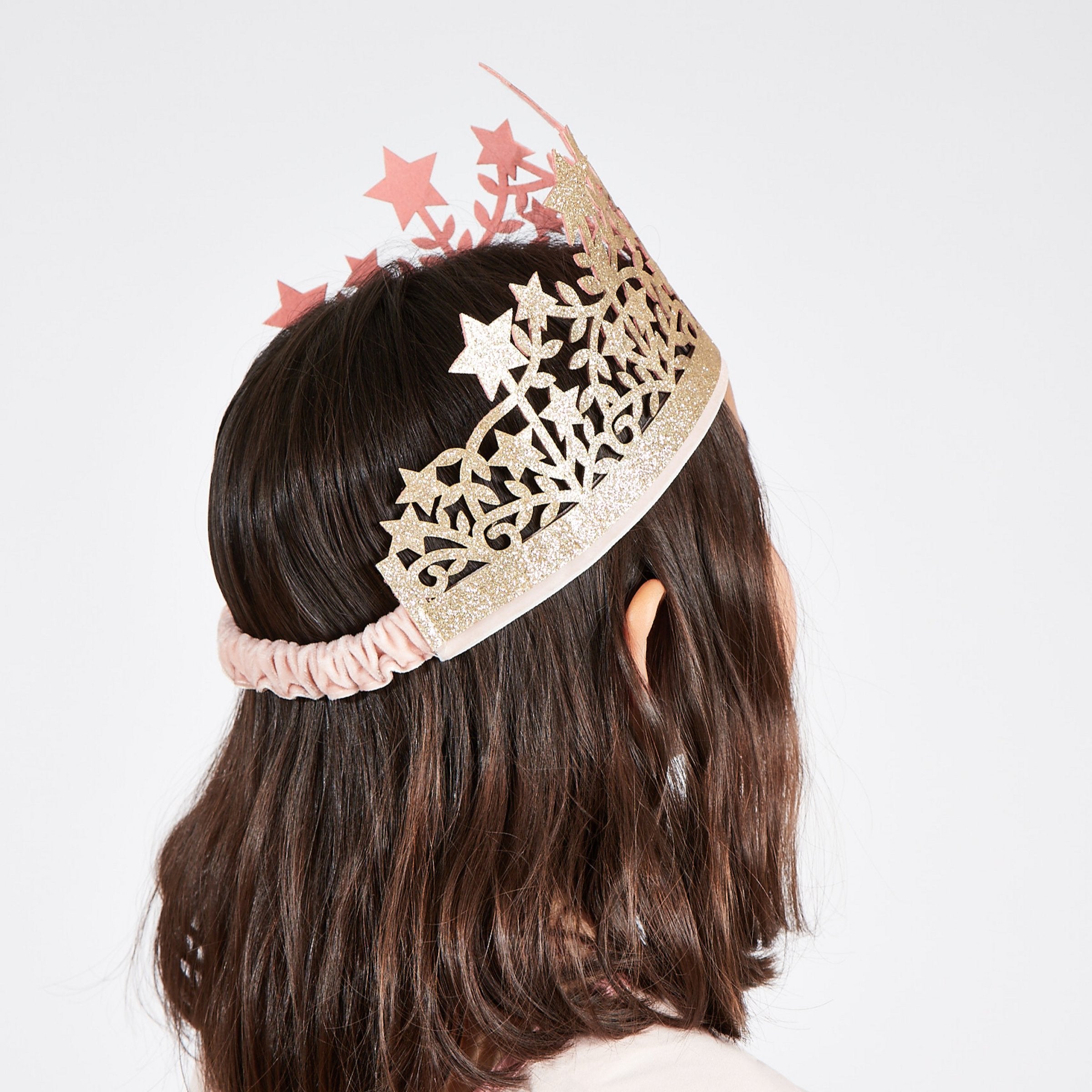 Our gold crown, made with gold glitter fabric, is the perfect kids' crown.
