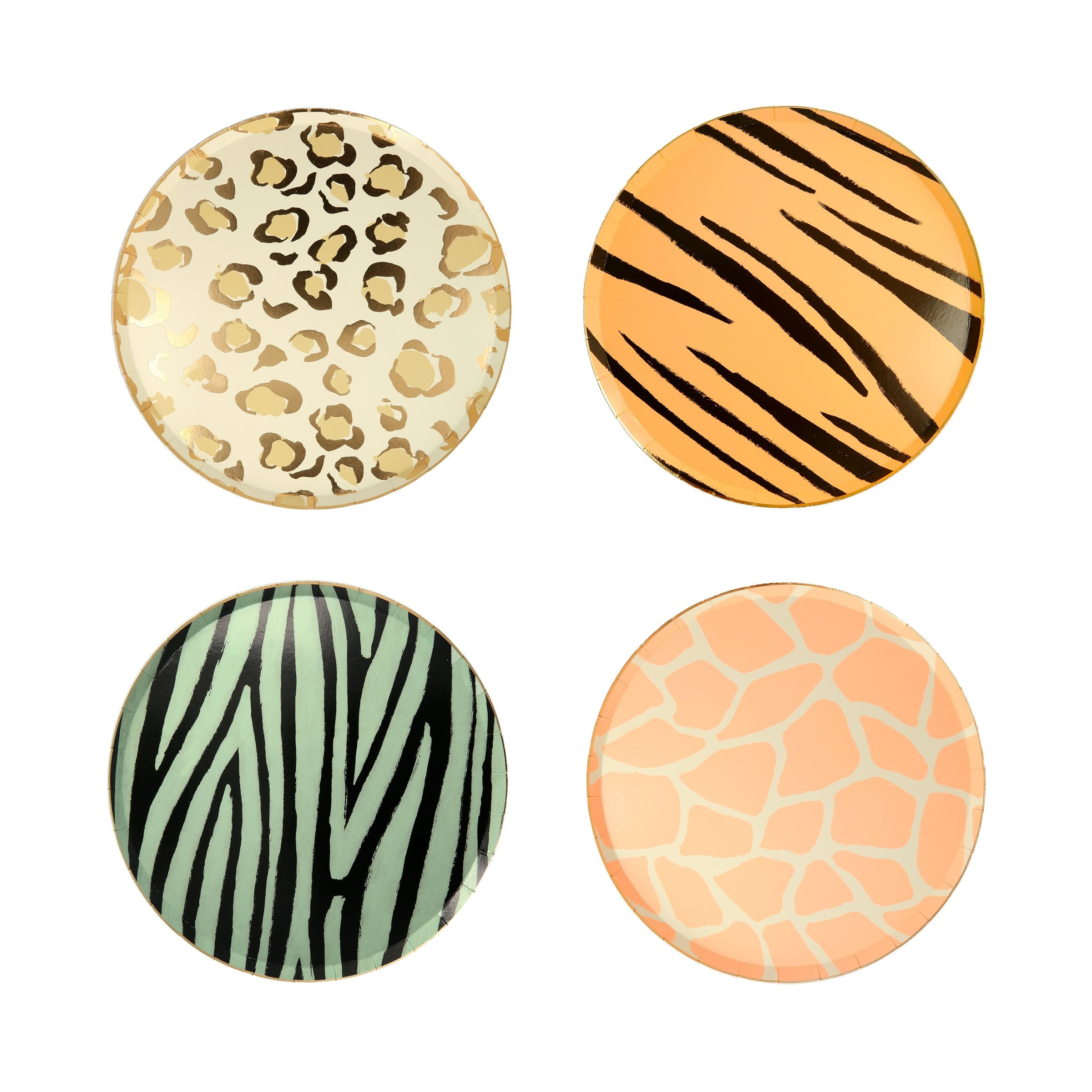 Our animal print side plates are fabulous paper plates for a safari party.