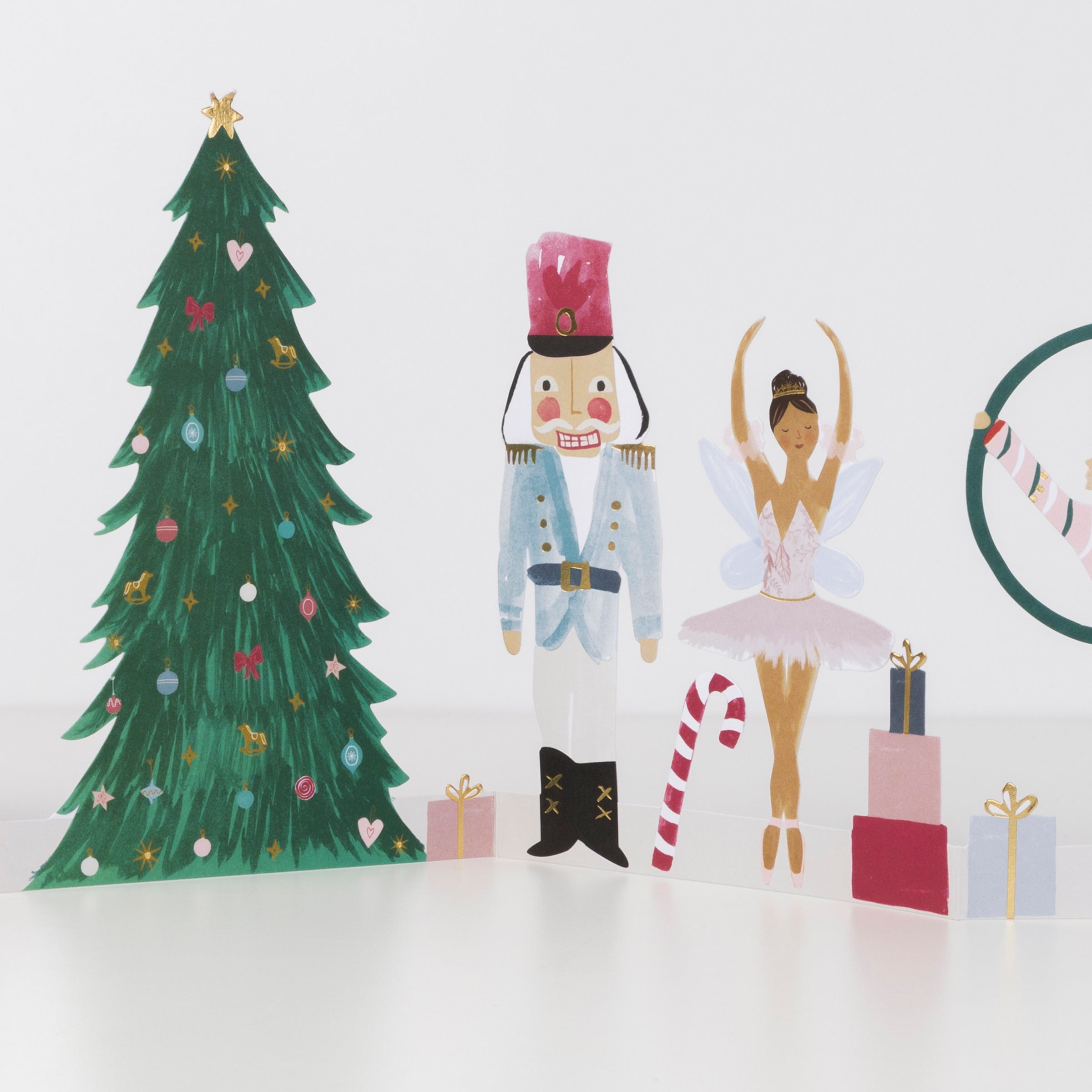 This luxury Christmas card, with fold out Nutcracker characters, will look amazing as a paper Christmas decoration.