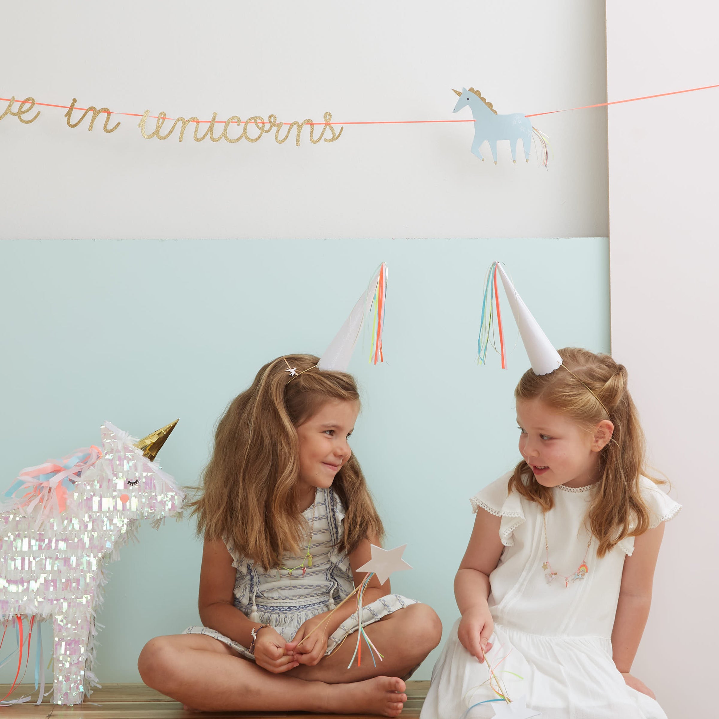 Make a unicorn birthday party special with these hats featuring ribbon tassels and crystal glitter detail.