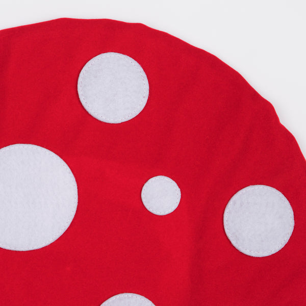 This adorable mushroom hat is crafted from soft velvet, perfect to add to your Halloween party supplies or for a fairy party. Image3