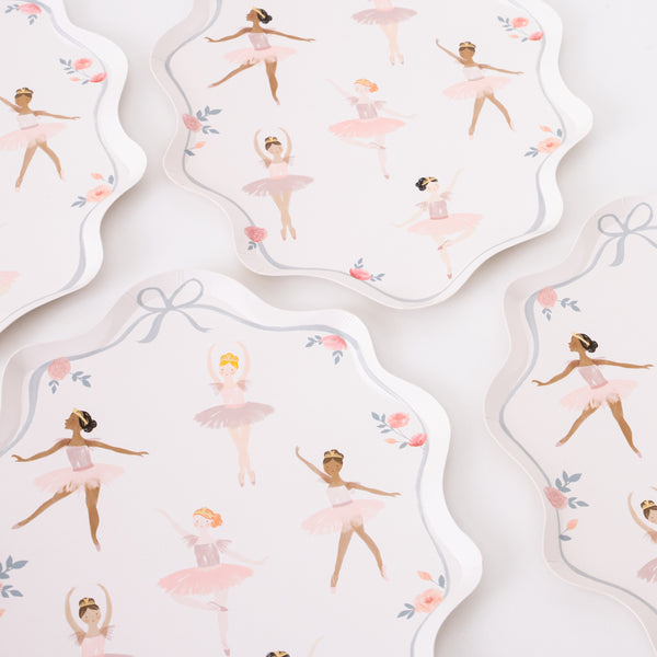 Our paper plates, featuring ballet dancers, are perfect to add to your ballerina birthday party supplies. Image4