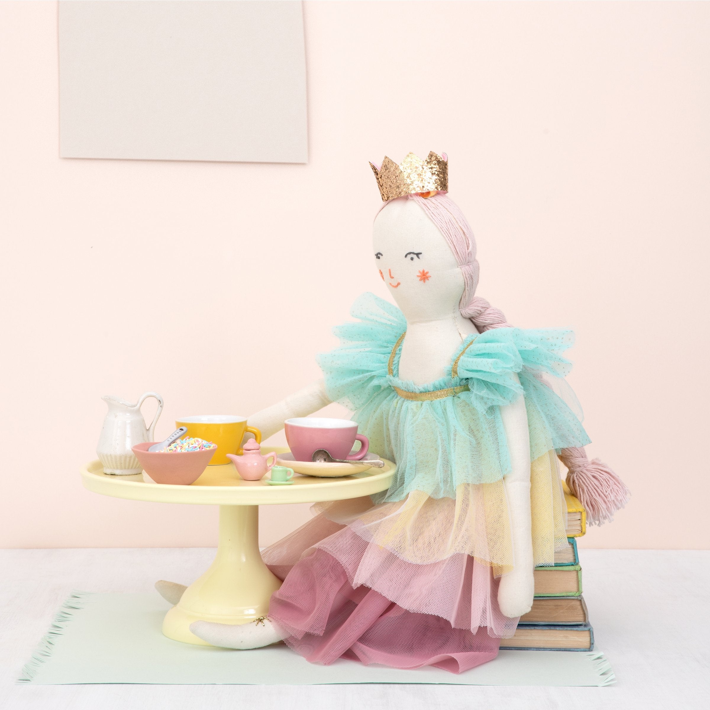 Gemma is a stunning princess toy with a tulle dress and gold crown.