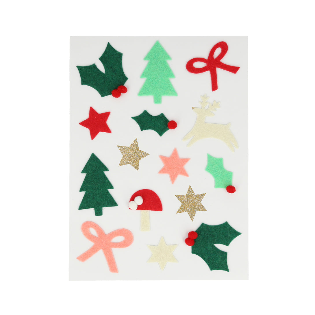 Our felt stickers include Christmas icons, and are perfect to as Christmas gift decorations.