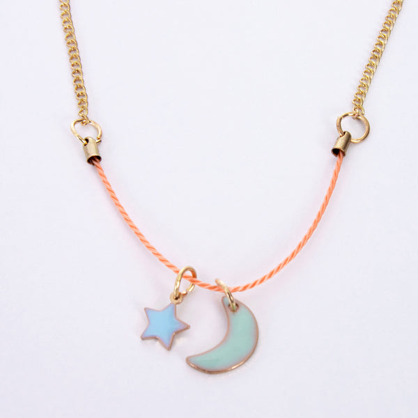 Enamel Moon & Star Necklace