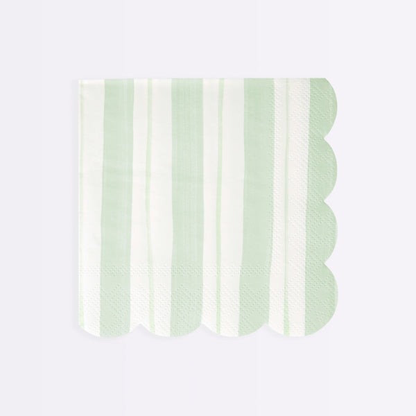 Our party napkins feature a striped ticking design in blue, pink and green. Image5