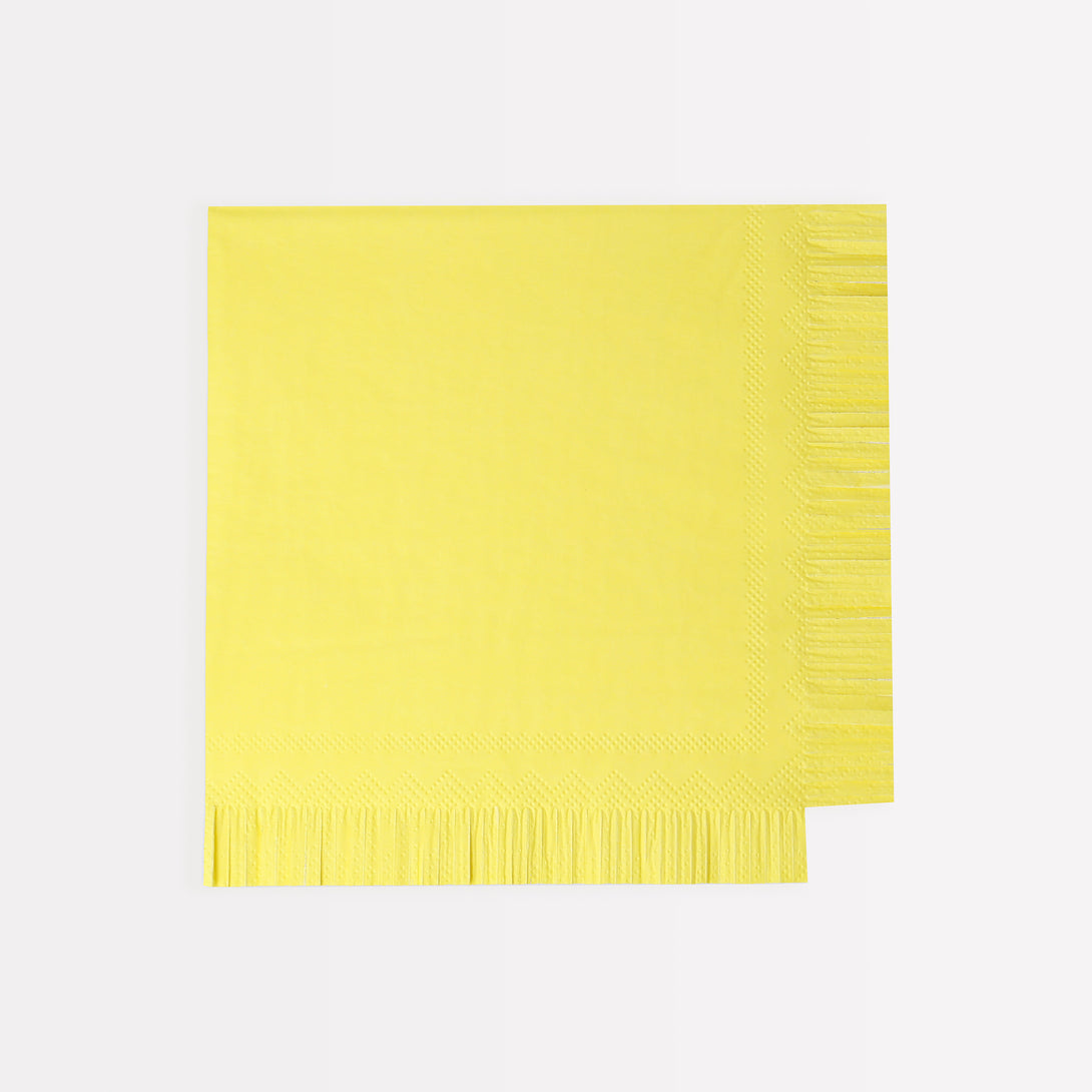 Our party napkins, in bright colours, add a decorative touch to your birthday party table.