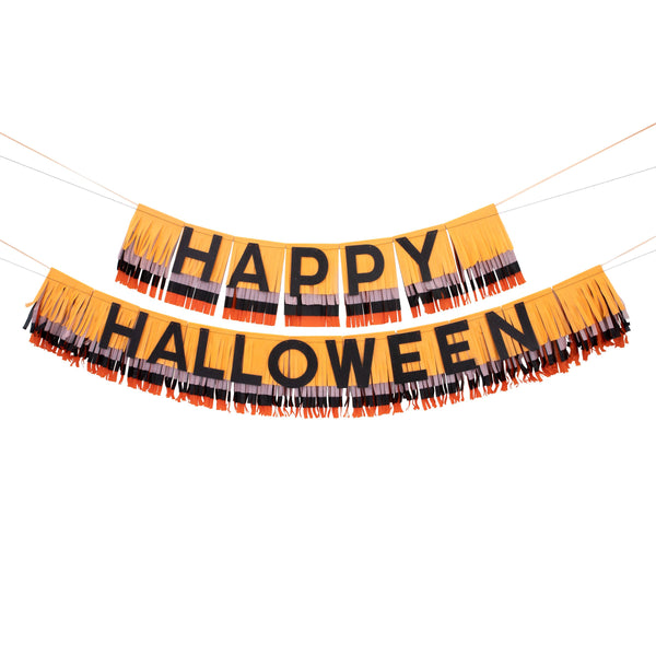 Our fringed paper garland, with Happy Halloween wording, is the perfect Halloween party decoration. Image3