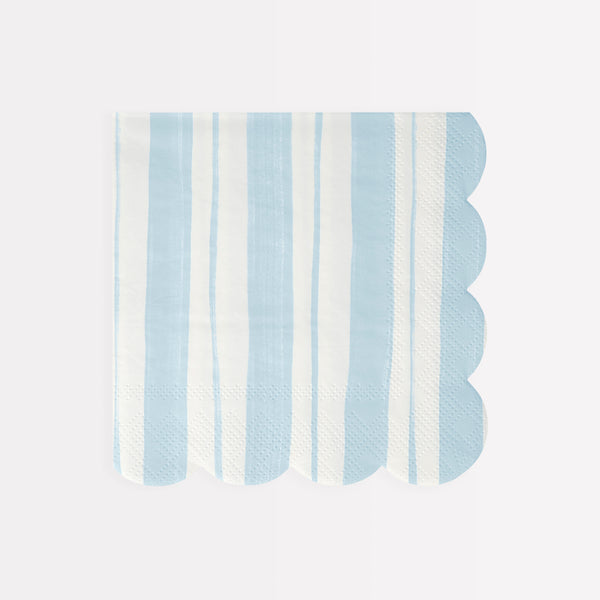 Our party napkins feature a striped ticking design in blue, pink and green. Image3