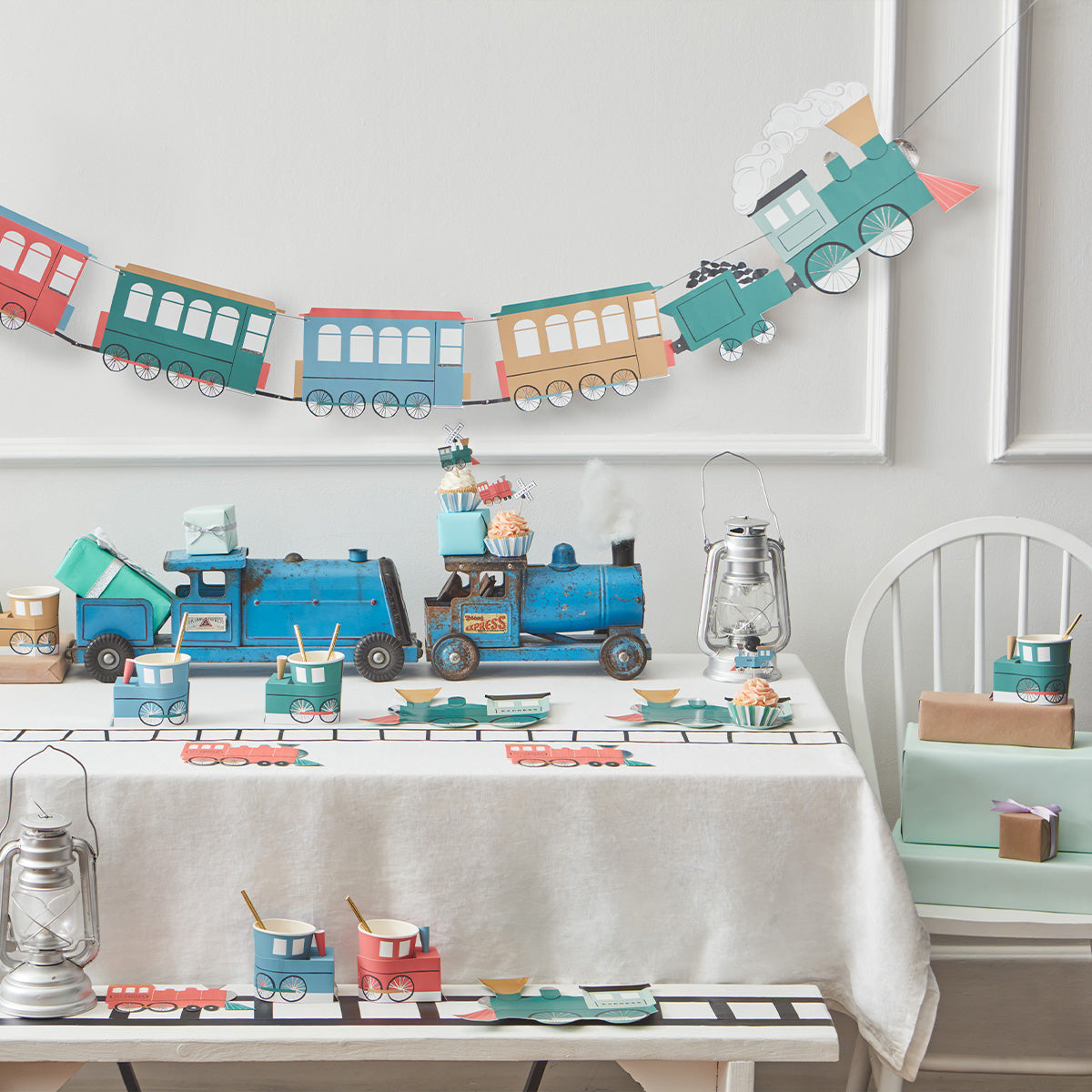 Our party plates, in the shape of trains, are the perfect kids plates for a train birthday party.
