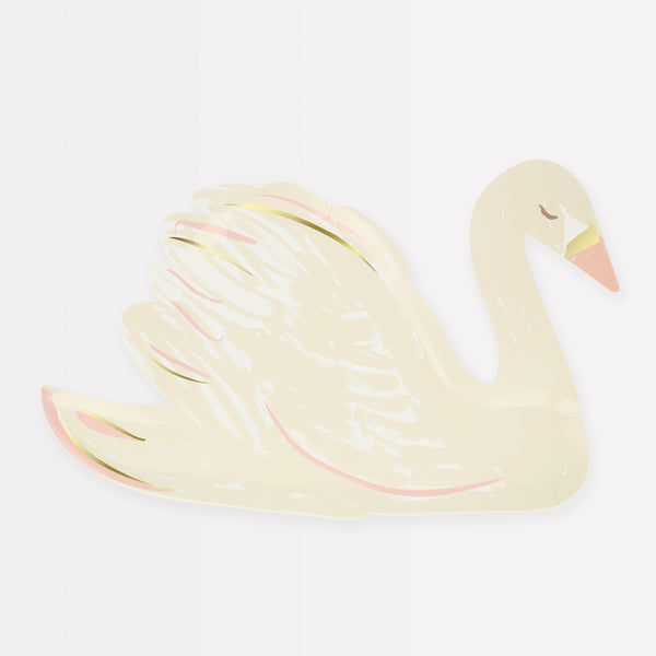Our paper plates, designed to look like elegant swans, are ideal to add to your princess party supplies.