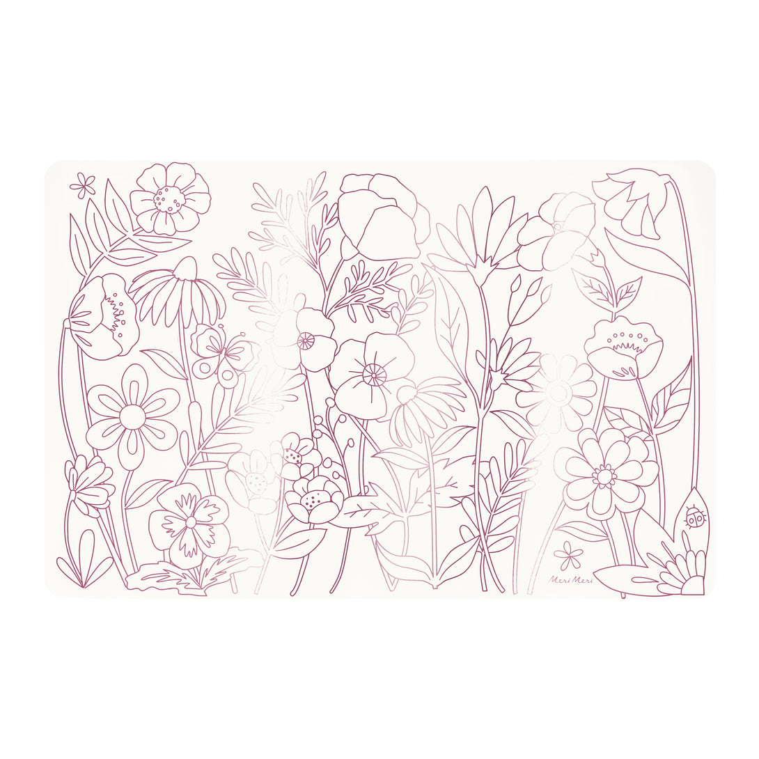 Our colouring placemats with pink foil butterfly and flower illustrations are perfect for a princess party or butterfly party.
