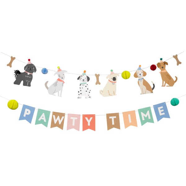 This adorable paper garland, featuring dogs, is perfect for a dog's birthday party or a dog themed party. Image5