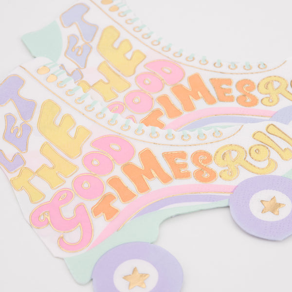 These roller skate shaped napkins add a groovy touch to any party. Image3