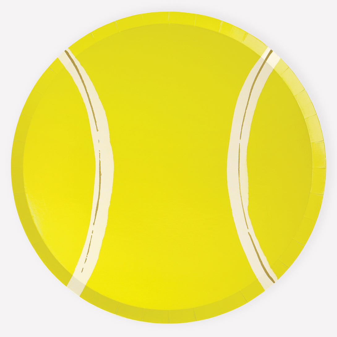 These party plates, in the shape of tennis balls, are ideal for a tennis party.