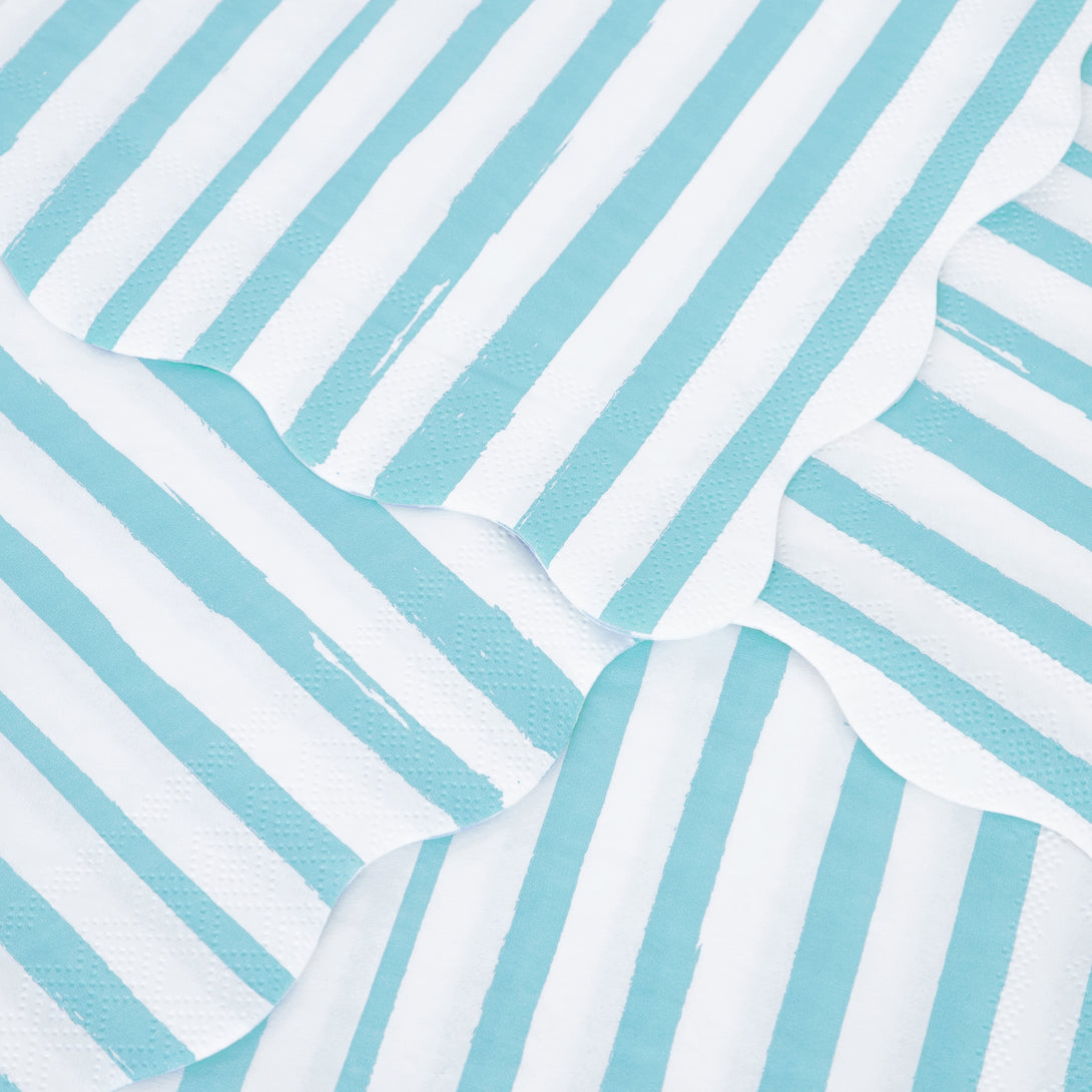 Add our striped napkins to your birthday party supplies, the blue shade is perfect if you want party napkins for baby showers too.