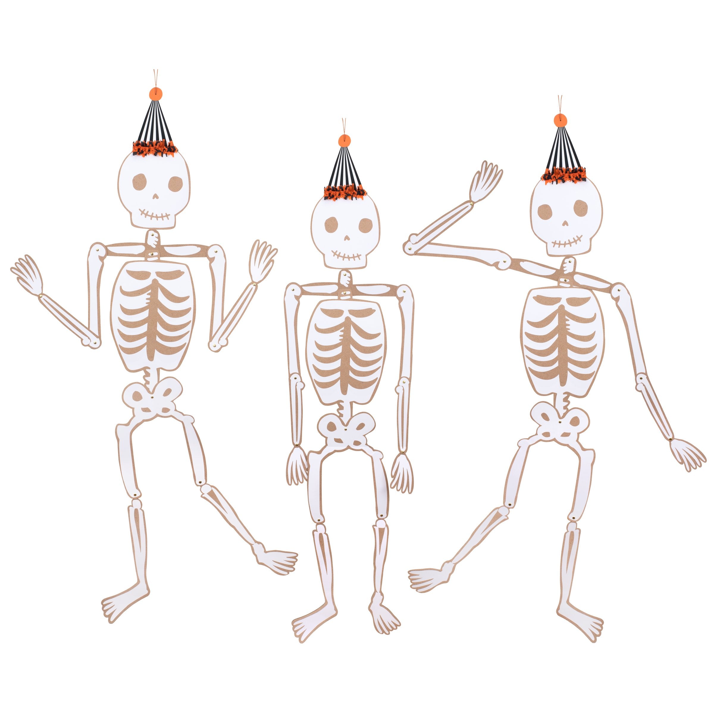 Thrill your guests at your Halloween party for kids with our jointed skeleton decorations,  perfect to hang in the porch or on the wall.