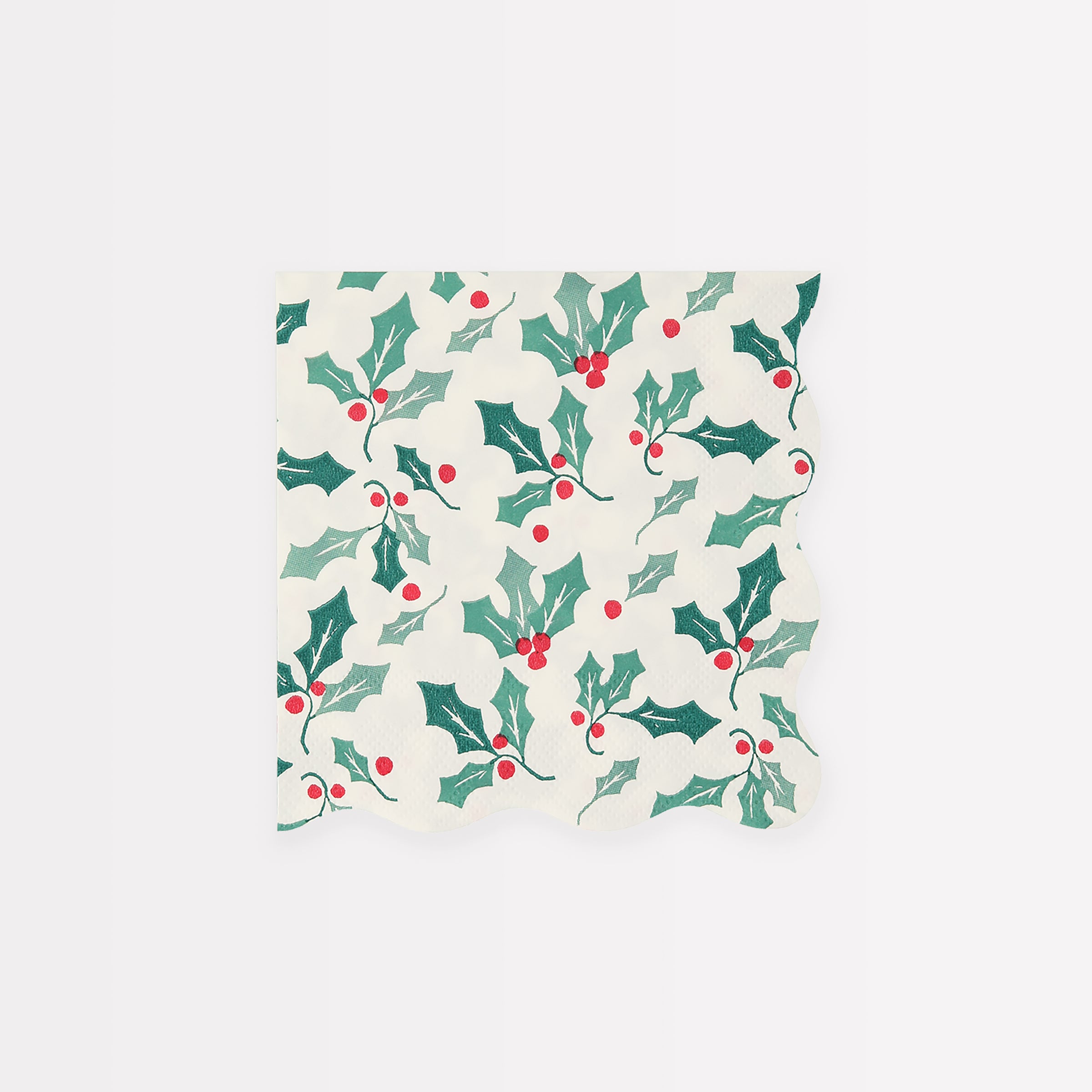 Our party napkins, paper napkins with a holly design, are perfect as cocktail napkins or for Christmas parties.