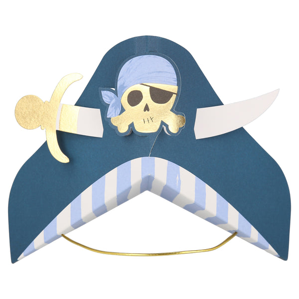 Our pirate hats, with skulls and crossbones and swords, are really special party hats for a pirate party. Image7