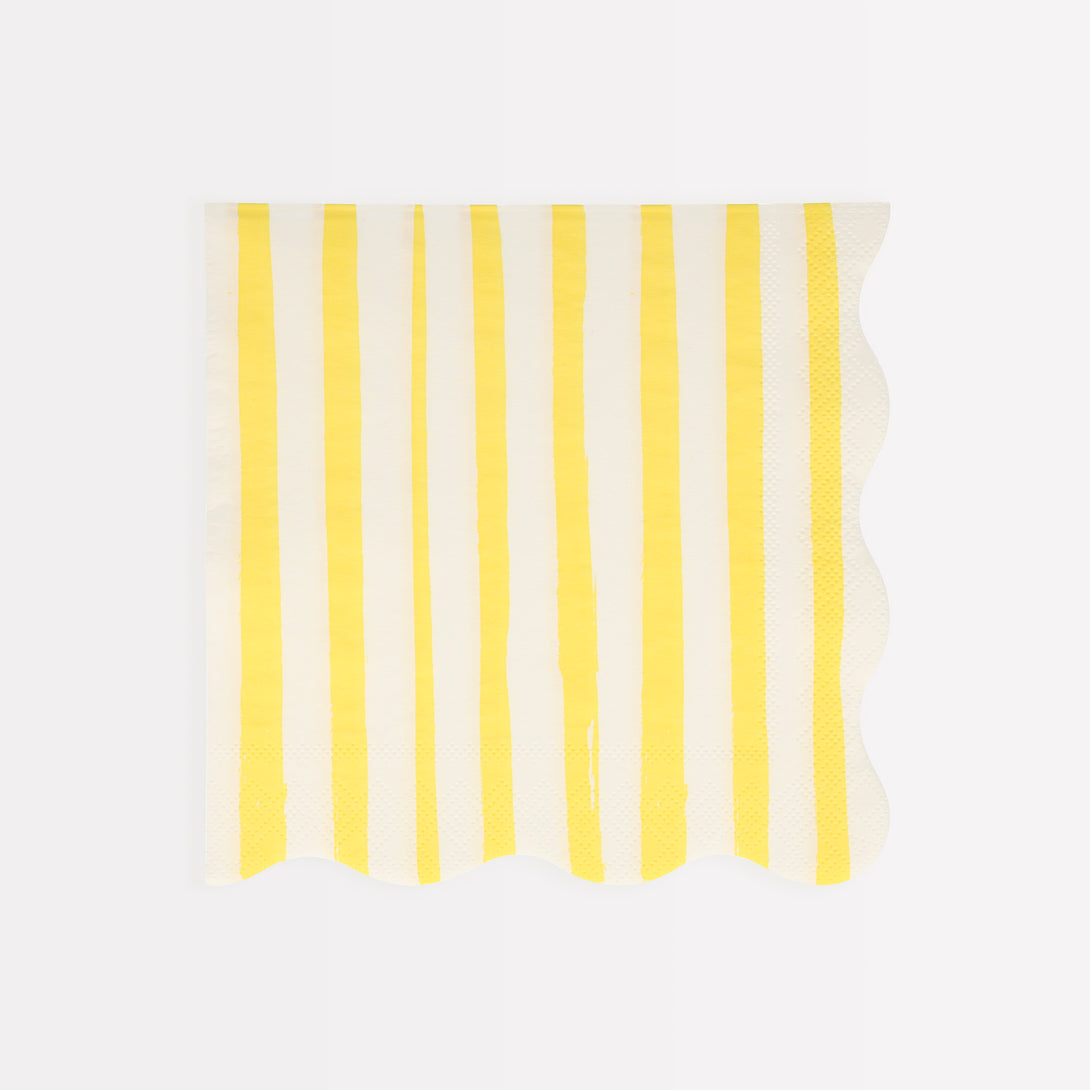 Our scalloped napkins, with bright stripes, are really stylish paper napkins.