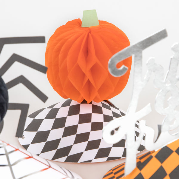 Our party hats, decorated with pumpkins, spiders and Trick or Treat? wording, are the perfect Halloween accessory. Image3