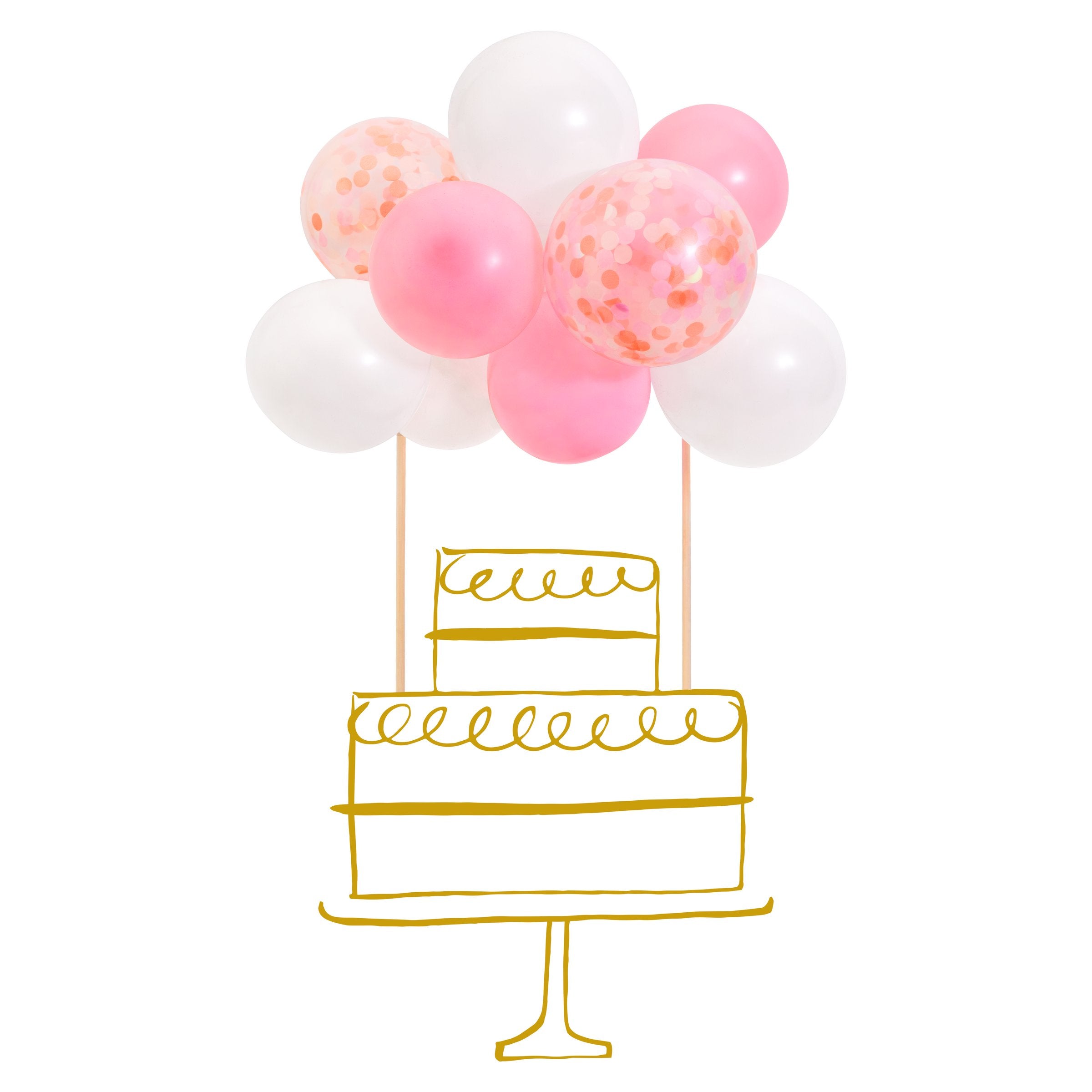 Use our cake toppers, with pink balloons, to make a birthday cake look amazing.