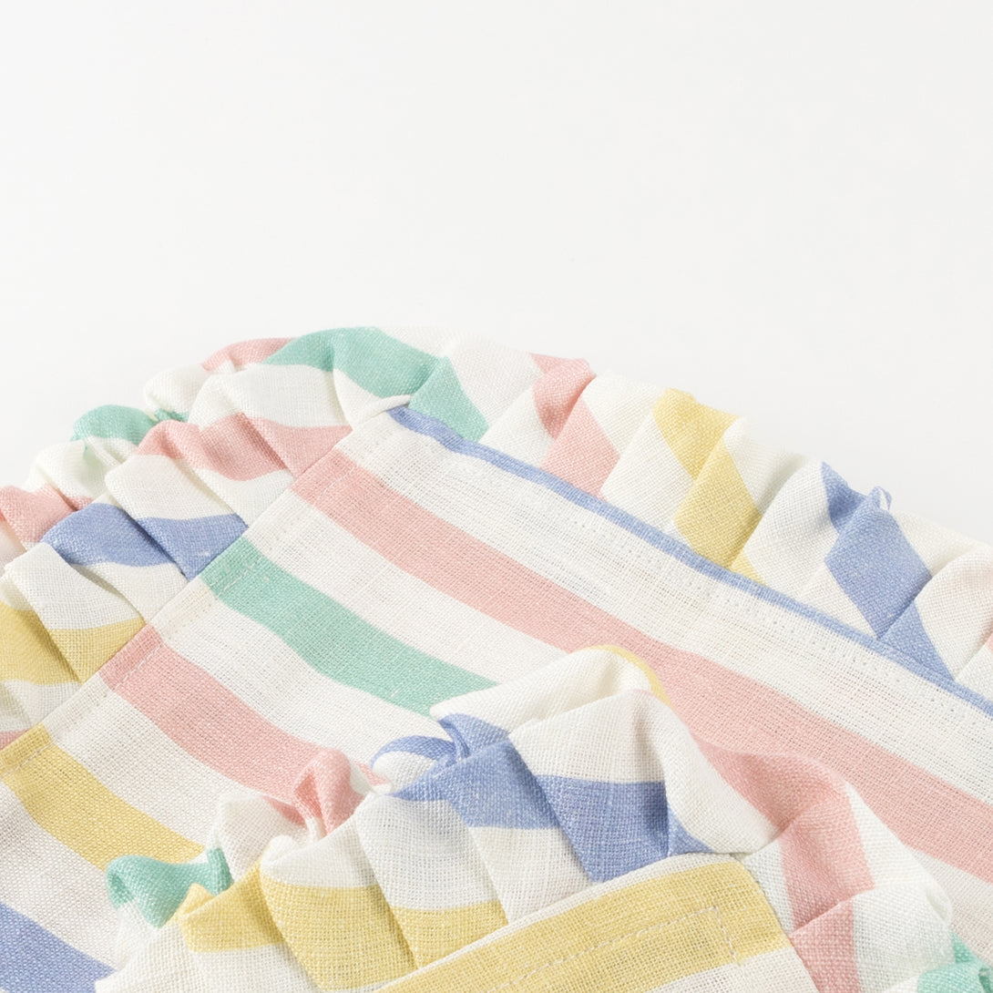 Multi Stripe Ruffle Fabric Napkins