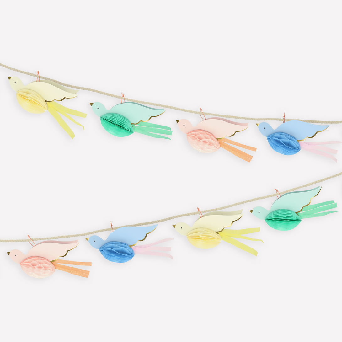 Our paper bird garland is an excellent way to decorate your home.