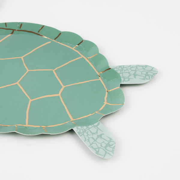 Our paper plates are cut in the shape of a turtle and are perfect for under-the-sea themed parties. Image4