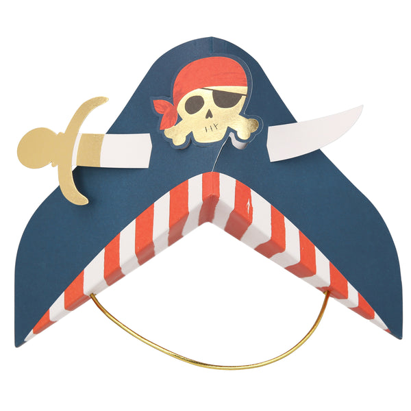 Our pirate hats, with skulls and crossbones and swords, are really special party hats for a pirate party. Image8