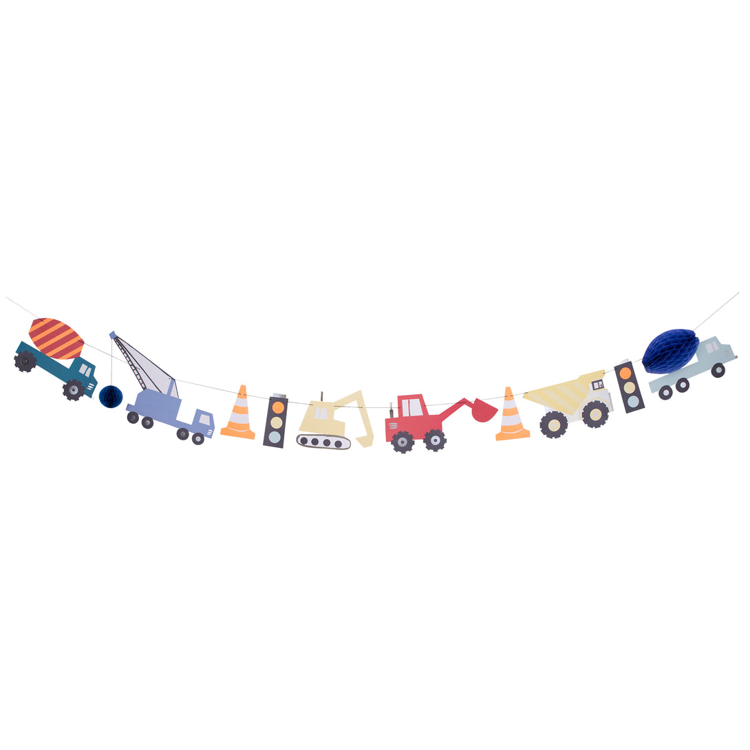 Our colourful paper garland is perfect for a construction party.