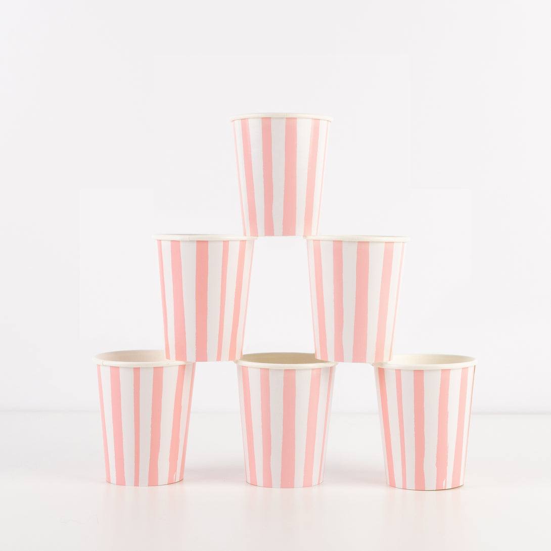 Pink Stripe Cups