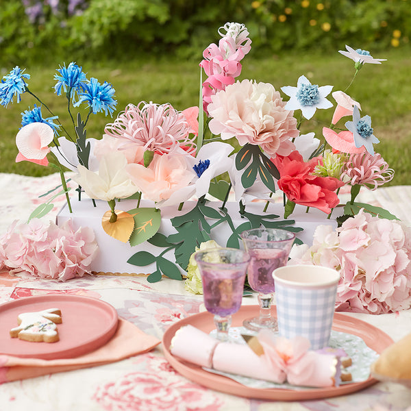 Our beautiful summer table decoration is crafted with stunning paper flowers and leaves. Image2