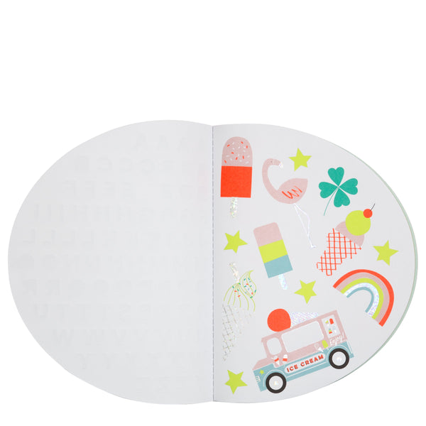 It features 32 sketch pages and 6 pages of rainbow, holographic and alphabet stickers. Image4