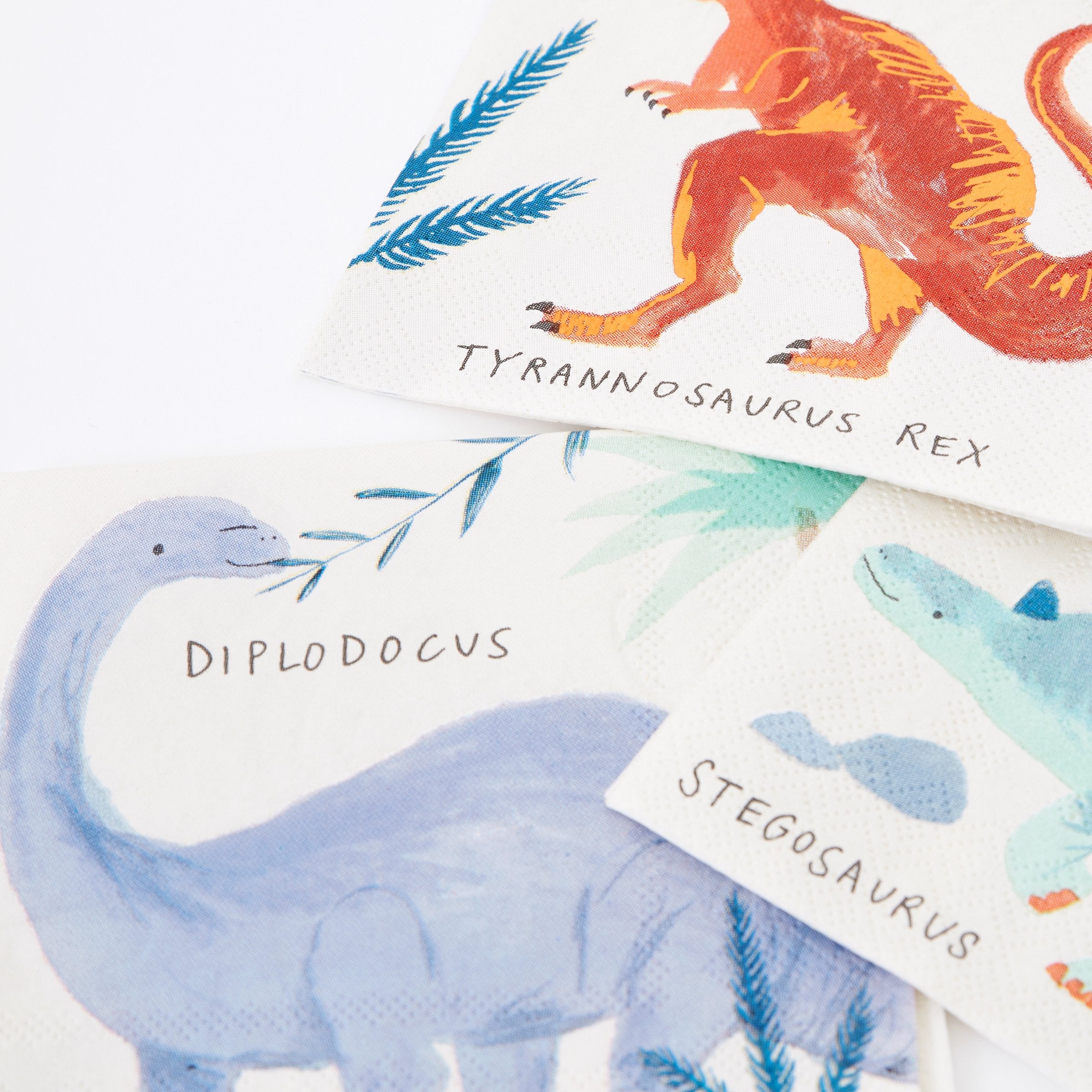 Our paper napkins featuring dinosaurs are perfect for a dinosaur birthday party.