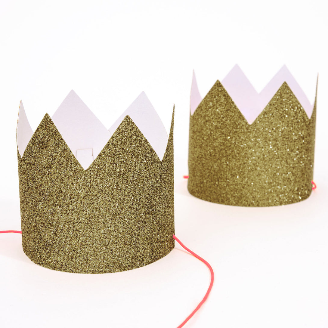 Mini Gold Glitter Crowns