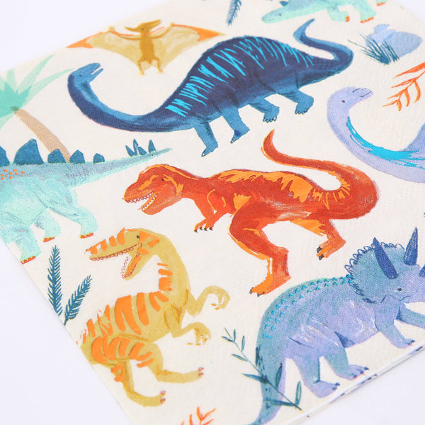 If you're looking for dinosaur party decoration ideas, then you'll our colourful dinosaur paper napkins. Image2