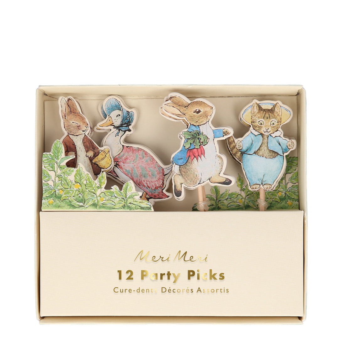 The set includes 4 charming designs, with Peter Rabbit, Benjamin Bunny, Tom Kitten and Jemima Puddle-duck.