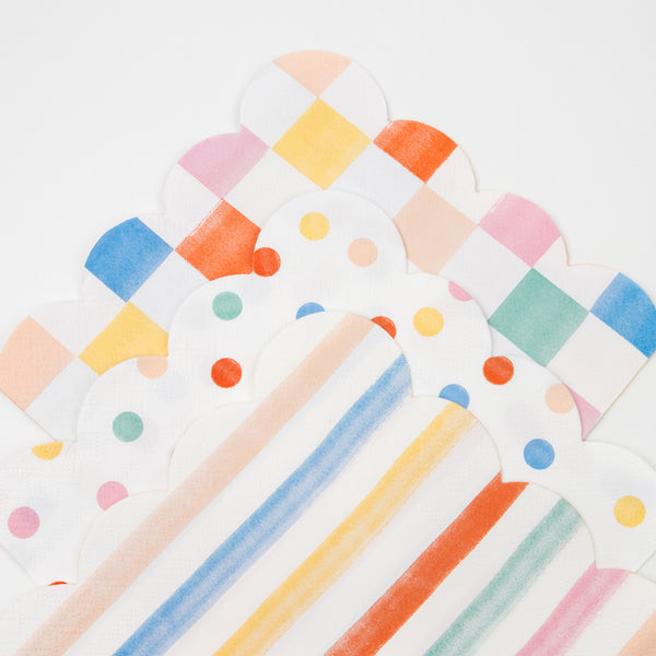 Our party napkins feature bright colours, perfect as party table decorations. Image3