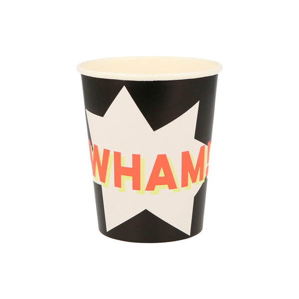 Our party cups, with comic book words, are ideal for a kids birthday party with a superhero theme. Image6
