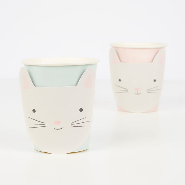 These pastel cups are perfect for party drinks for kids, kids party decorations or for a cat birthday party. Image3