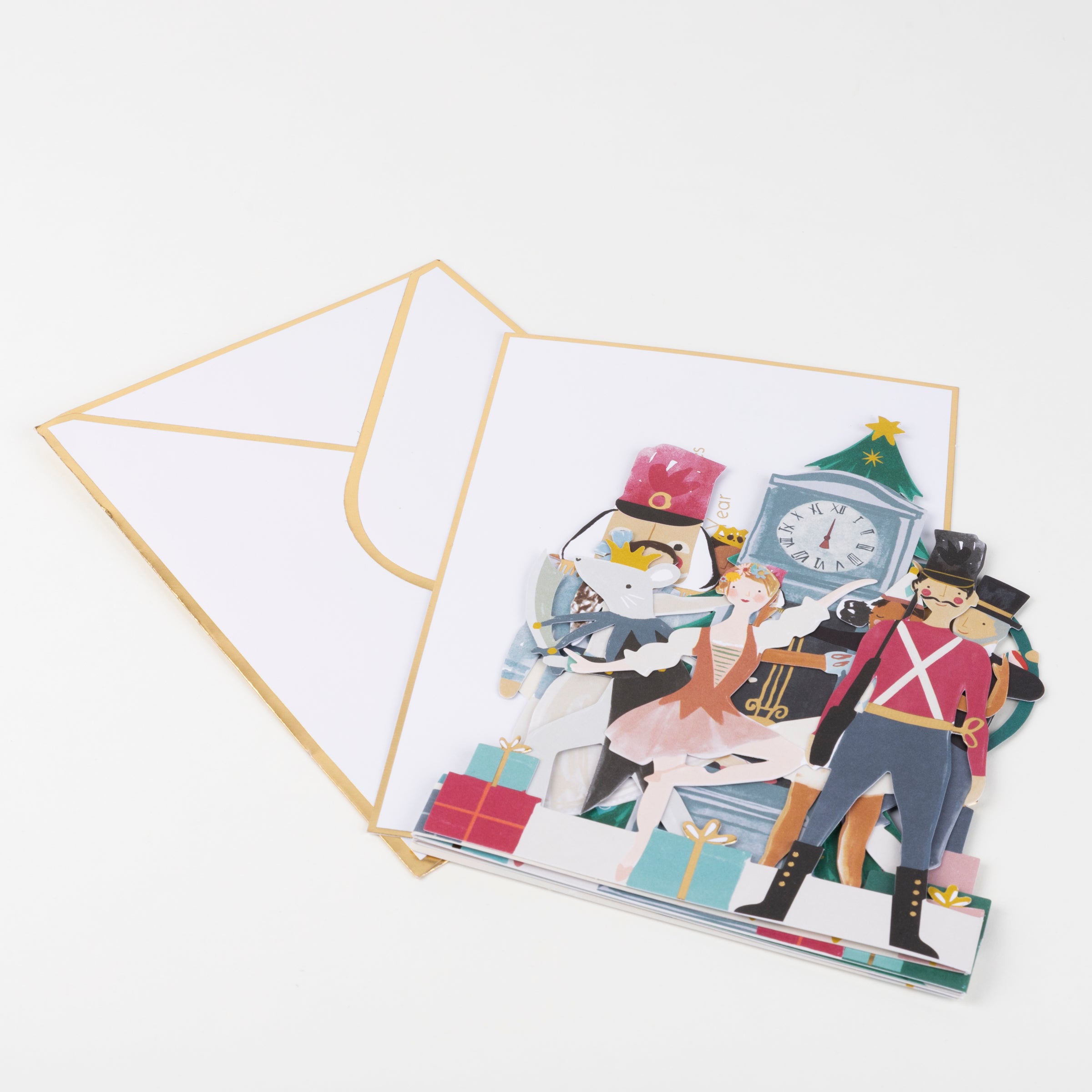 This luxury Christmas card, with fold out Nutcracker characters, will look amazing as a paper Christmas decoration.